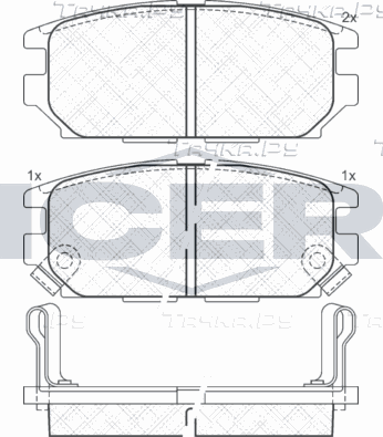 Тормозные колодки Icer задние для Mitsubishi Carisma I 1999-2006. Артикул 140983