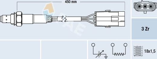 Лямбда-зонд (кислородный датчик) FAE для Renault Clio II 1998-2013. Артикул 77114