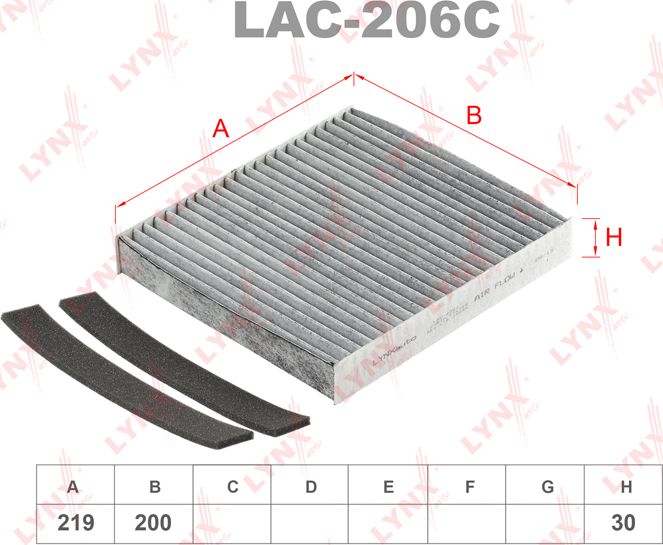 Салонный фильтр LYNXauto. Артикул LAC-206C