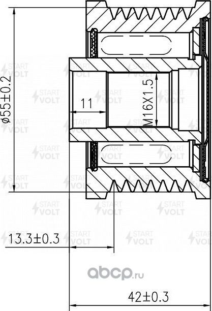 Муфта генератора обгонная StartVOLT для Fiat Ulysse II 2002-2011. Артикул SGP 2004