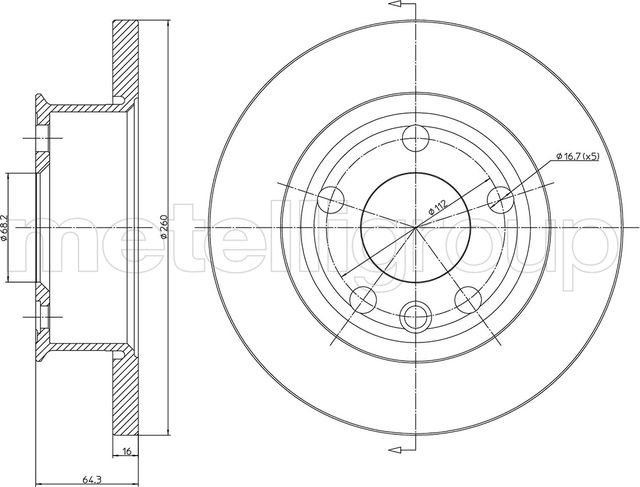 Тормозной диск Metelli передний для Volkswagen Transporter T4 1990-1996. Артикул 23-0293