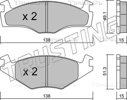 Тормозные колодки Trusting передние для Volkswagen Santana 1981-1984. Артикул 047.0