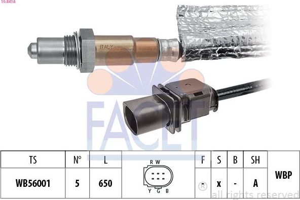 Лямбда-зонд (кислородный датчик) Facet Made in Italy - OE Equivalent для Audi A6 III (C6) 2008-2010. Артикул 10.8418