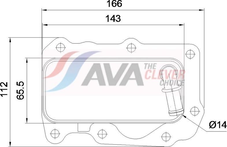 Радиатор масляный (маслоохладитель) для двигателя AVA (алюминий). Артикул AU3367