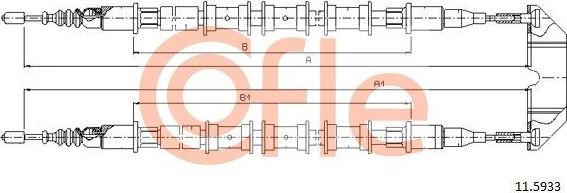 Трос ручника (тросик ручного тормоза) Cofle задний для Opel Vectra B 1995-2003. Артикул 11.5933