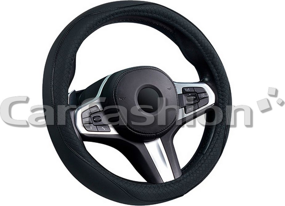 Оплётка на руль CarFashion Club L (размер L, экокожа, цвет ЧЕРНЫЙ/ЧЕРНЫЙ). Артикул 31685