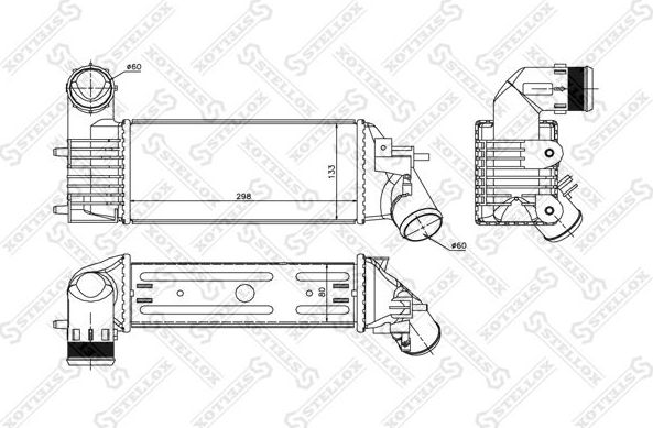Интеркулер Stellox (алюминий) для Citroen C5 I 2001-2008. Артикул 10-40119-SX