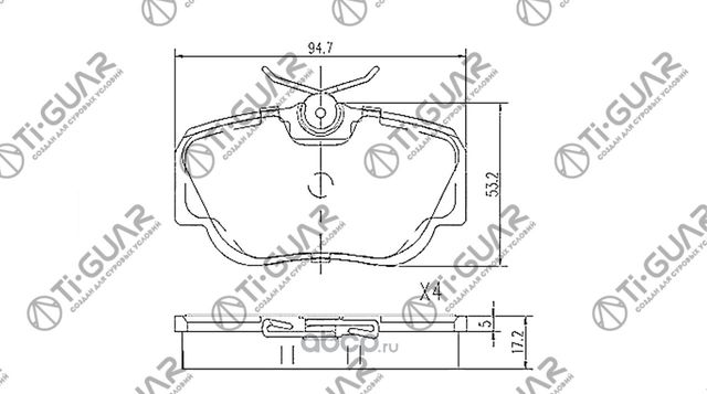 Тормозные колодки (TI-Guar). Артикул TGB817