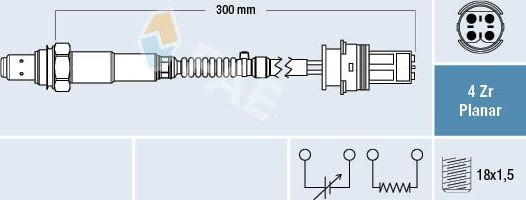 Лямбда-зонд (кислородный датчик) FAE для Smart Fortwo I (W450) 1998-2004. Артикул 77252