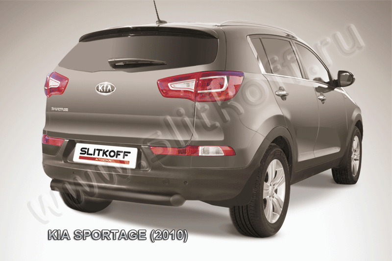 Защита Slitkoff заднего бампера d76 ЧЕРНАЯ матовая для Kia Sportage III 2010-2014. Артикул KSP010-011B