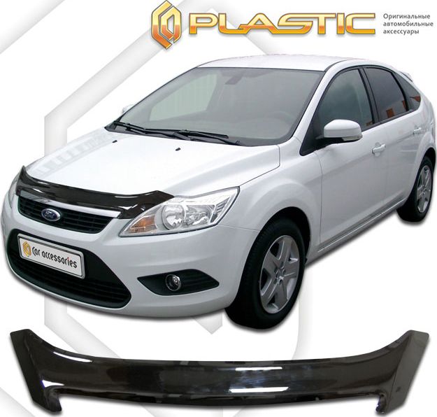 Дефлектор СА Пластик для капота (Classic черный) Ford Focus 2 хэтчбэк 2008-2011. Артикул 2010010114169