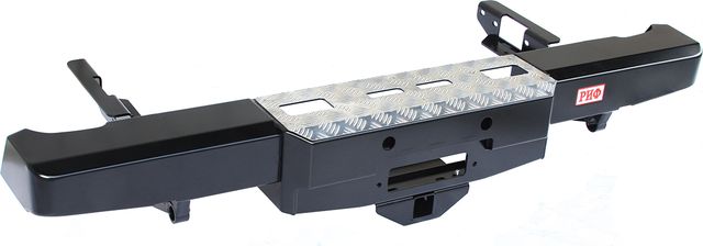 Бампер силовой РИФ задний с площадкой под лебёдку и квадратом под фаркоп для Toyota Hilux 2004-2015. Артикул RIFVIG-20130