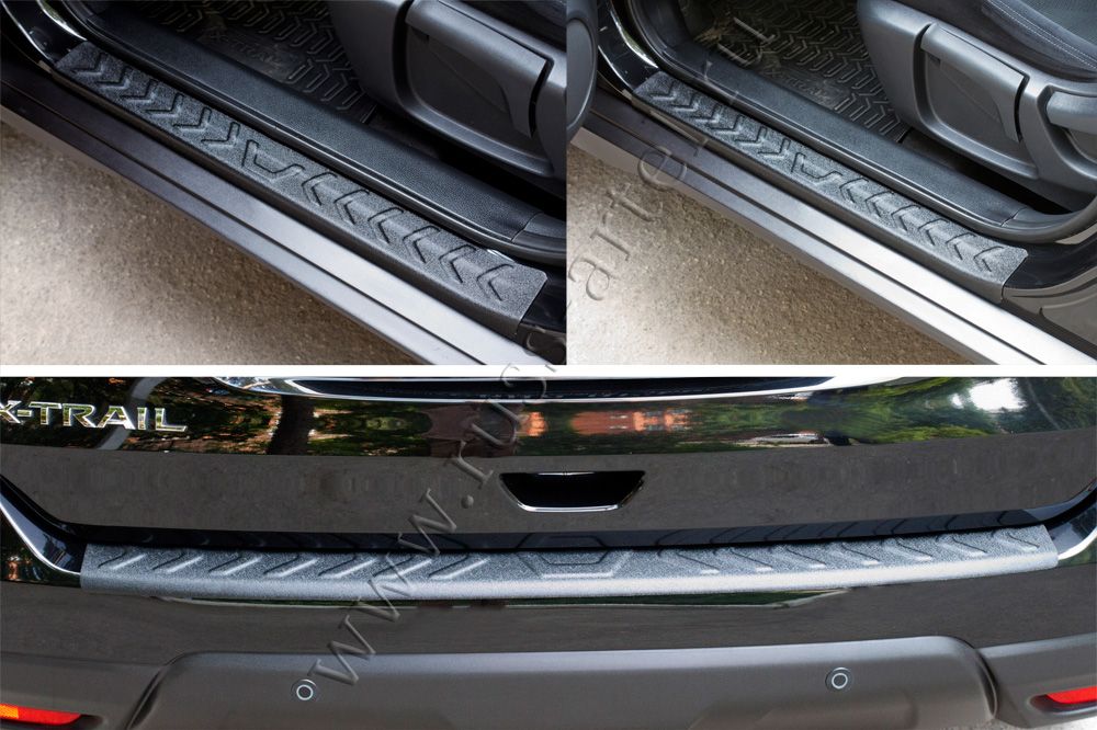 Защитный комплект №1 Русская Артель (накладки на пороги дверей и задний бампер) для Nissan X-Trail T32 2015-2018. Артикул ZKN-189202