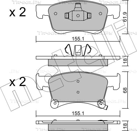 Тормозные колодки Metelli передние для Opel Adam I 2014-2018. Артикул 22-1035-0