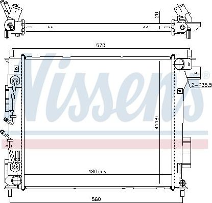 Радиатор охлаждения двигателя Nissens для Kia Soul II 2014-2019. Артикул 666205