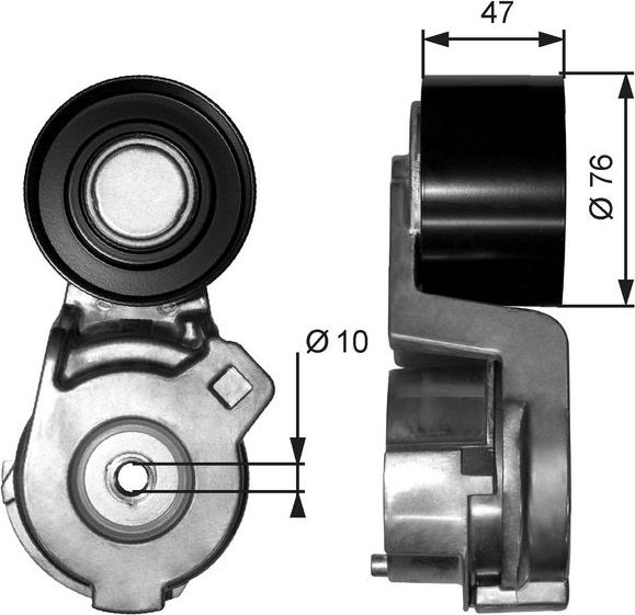 Натяжной ролик (натяжитель) приводного клинового зубчатого ремня Gates FleetRunner™. Артикул T38566