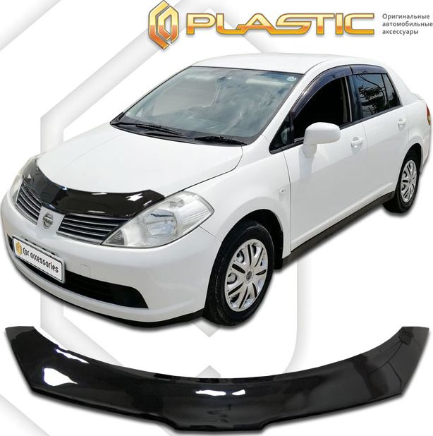 Дефлектор СА Пластик для капота (Classic черный) Nissan Tiida Latio седан SJC11, SC11, S 2004-2012. Артикул 2010010107413