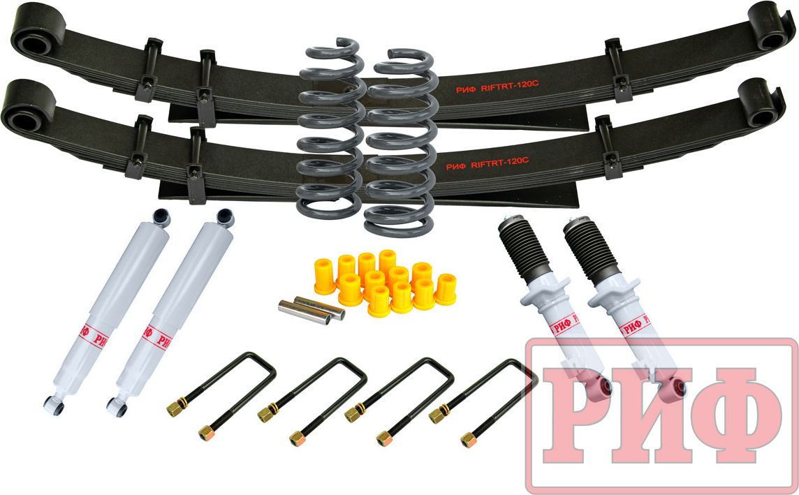 Лифт-комплект РИФ R-AIR газовый жесткий для Fiat Fullback 2016-2026, лифт 40 мм. Артикул RIF-TMQ-C-G