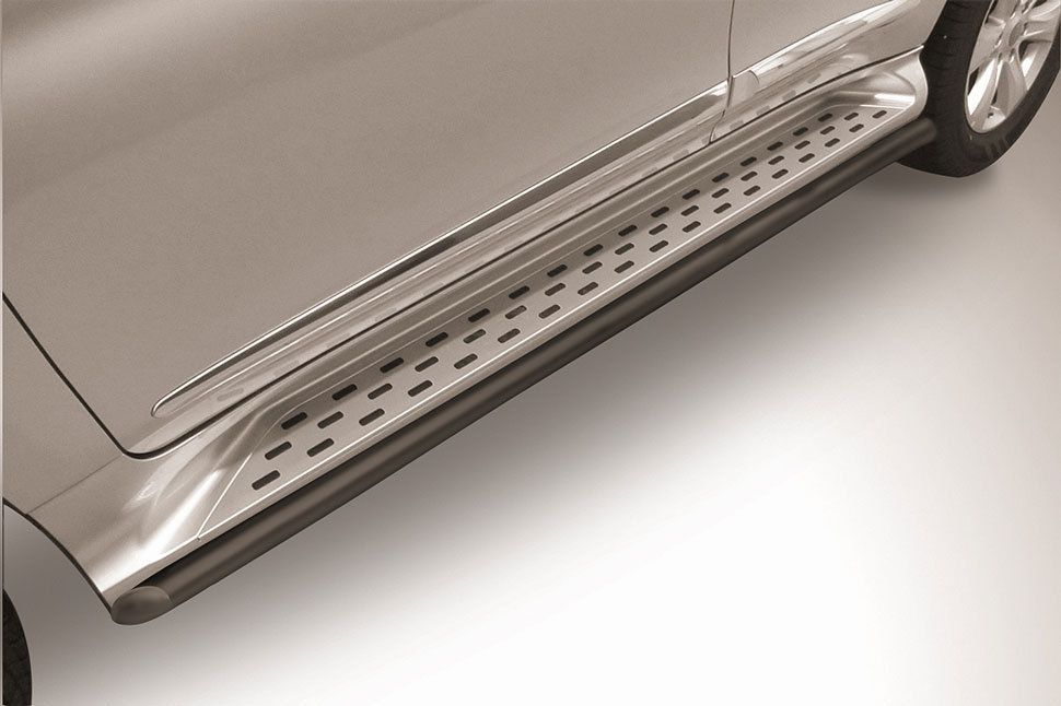 Защита порога Slitkoff d42 для Haval H9 I рестайлинг 2017-2026 Черная. Артикул HavH9-17-007B