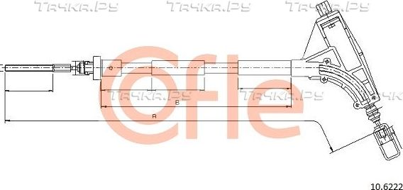 Трос ручника (тросик ручного тормоза) Cofle. Артикул 92.10.6222