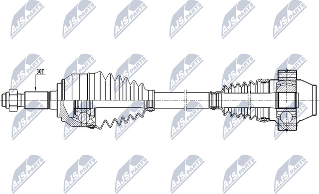 Полуось (привод в сборе, приводной вал) NTY передняя правая/левая для Porsche Cayenne I (955) 2002-2010. Артикул NPW-AU-025