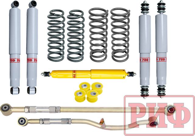 Лифт-комплект РИФ газовый для Nissan Patrol Y61 (левый руль) 1997-2000, лифт 100 мм. Артикул RIF-Y60-4-L-G