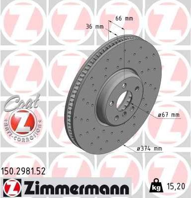 Тормозной диск Zimmermann SPORT Z. Артикул 150.2981.52
