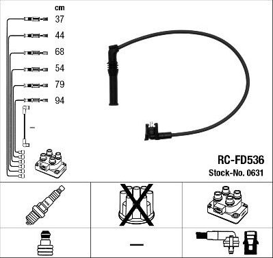 Высоковольтные провода (провода зажигания) (комплект) NGK. Артикул 0631