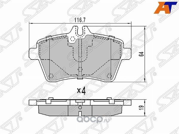 Колодки тормозные передние MERCEDES A-CLASS W169 0 (SAT). Артикул STA1694200220