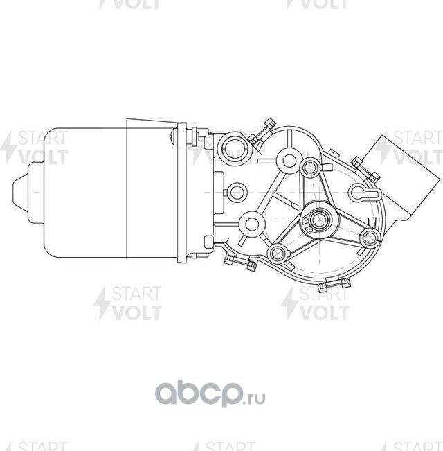 Мотор стеклоочистителя (моторчик дворников) StartVOLT передний для Renault Clio II 1998-2013. Артикул VWF 0906