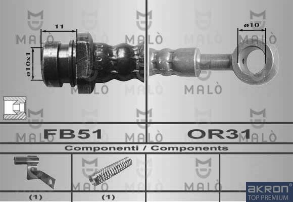Тормозной шланг Malò. Артикул 80476