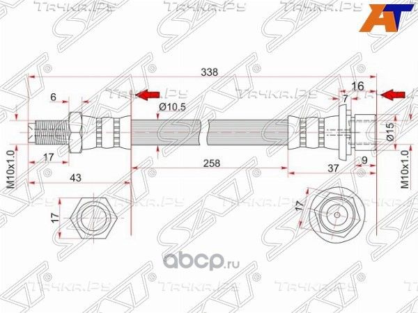 ШЛАНГ ТОРМОЗНОЙ ЗАДНИЙ ТАИЛАНД TOYOTA LAND CRUISER 95-07 ПРОМЕЖУТОЧНЫЙ Шланг тормозной задний Та (SAT). Артикул ST9094702A17