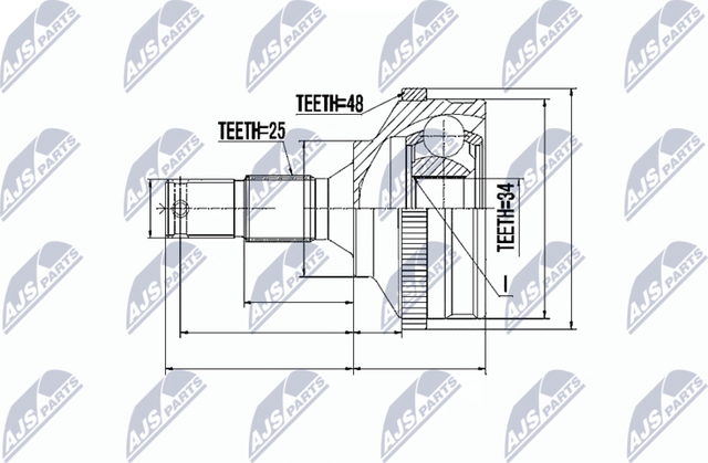 Шрус внутренний (граната) NTY передний для Peugeot 206 1999-2012. Артикул NPZ-PE-027