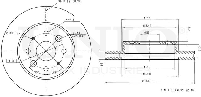 Диск тормозной (Unio). Артикул BRD-20283