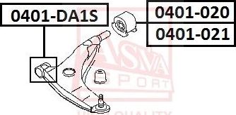 Сайлентблок переднего рычага подвески Asva. Артикул 0401-DA1S
