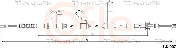 Трос ручника (тросик ручного тормоза) Cofle задний левый для Kia Rio III 2011-2017. Артикул 92.1.KI007