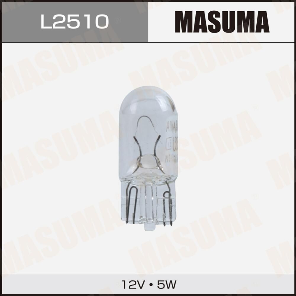Лампа б/ц  12v 5W T10 (упаковка 2 шт, цена за 1 шт) (Masuma). Артикул L2510