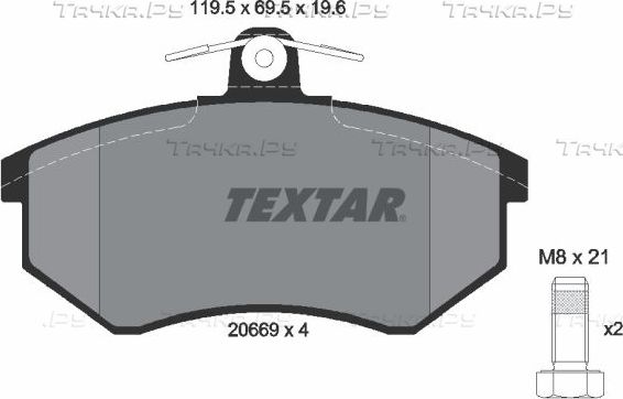 Тормозные колодки Textar передние для Chery Tiggo (T11) I 2010-2014. Артикул 2066921