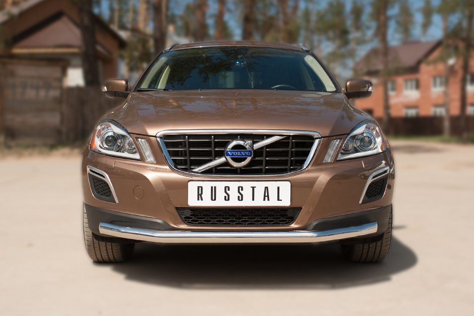 Защита RusStal переднего бампера d63 (секции) для Volvo XC 60 2008-2013. Артикул VXCZ-002081. Артикул VXCZ-002081