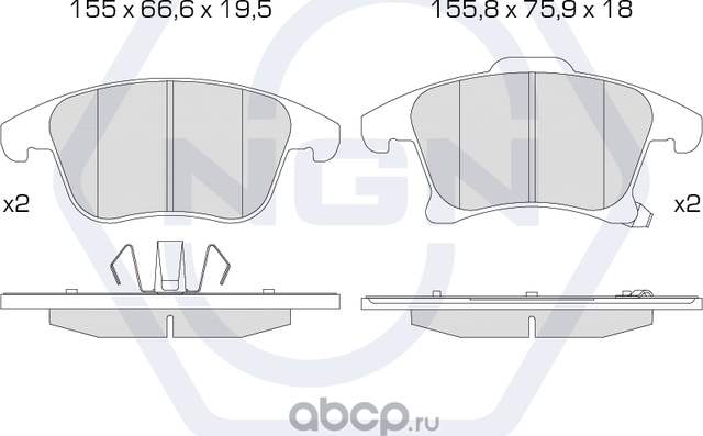 Колодки тормозные керамические, передние (NGN). Артикул 3501344