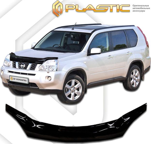 Дефлектор СА Пластик для капота exclusive (Classic черный) Nissan X-Trail T31 2011-2014. Артикул 2010060109474