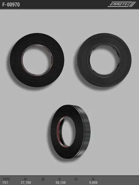 Сальник 27,70/50,10*9,00 тип 7V1 (Emmetec). Артикул F00970