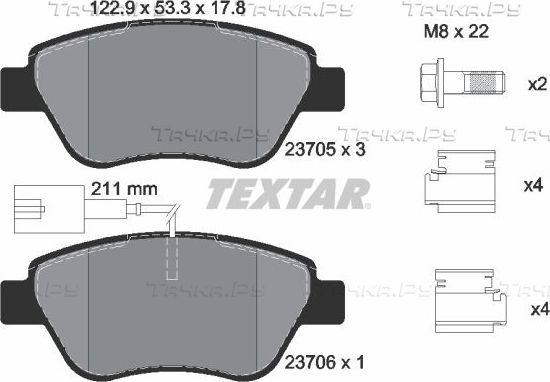 Тормозные колодки Textar Q+ передние для Fiat Punto III Punto 2012-2018. Артикул 2370502