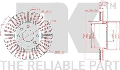 Тормозной диск NK передний для Kia Rio IV 2017-2024. Артикул 313456 - купить в Москве, фото, отзывы, доставка по всей России. Магазин Тачка.Ру