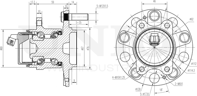 Ступица колеса с интегрированным подшипником (Unio). Артикул HUB-20218