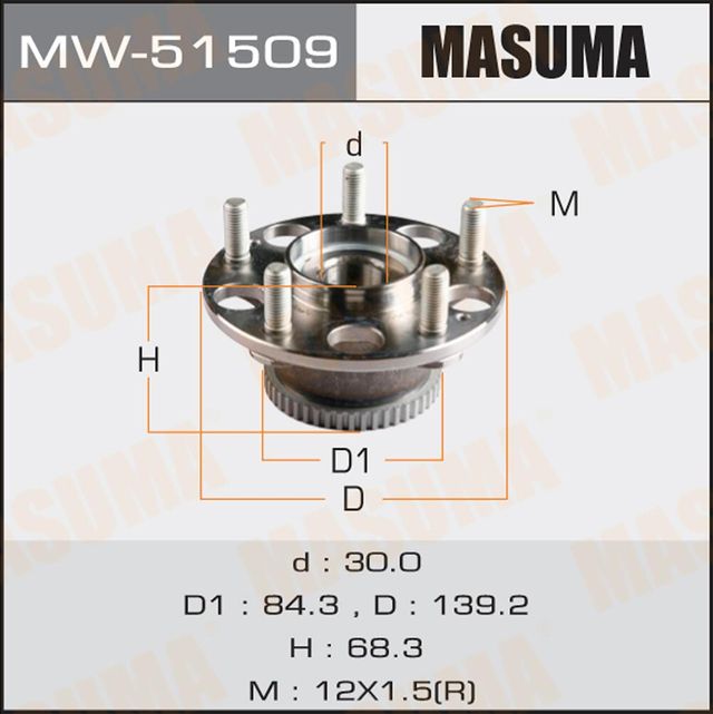 Ступичный подшипник (комплект) Masuma. Артикул MW-51509