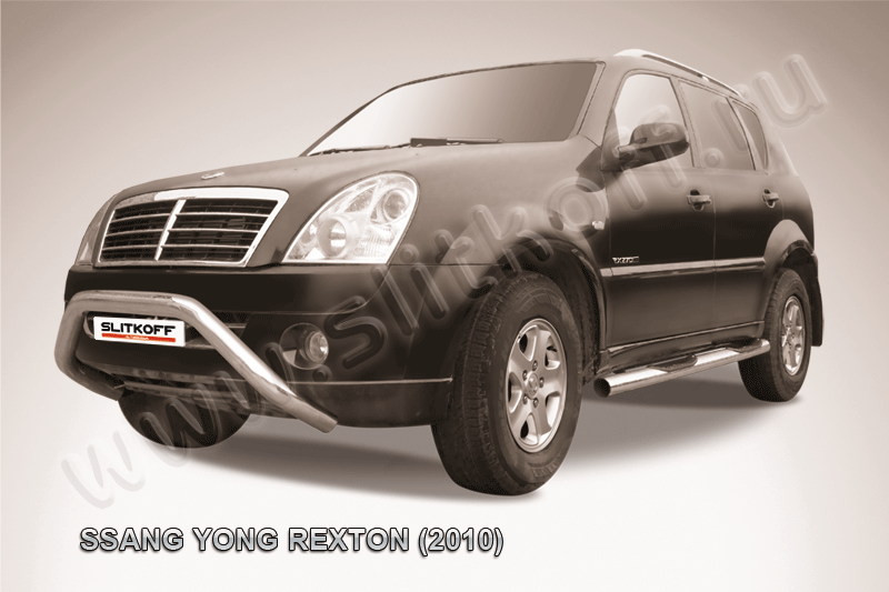 Кенгурятник Slitkoff d57 широкий мини для SsangYong Rexton II 2010-2012. Артикул SSR006