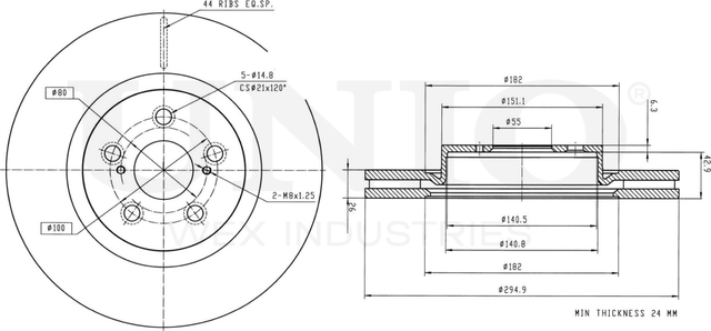 Диск тормозной (Unio). Артикул BRD-20371