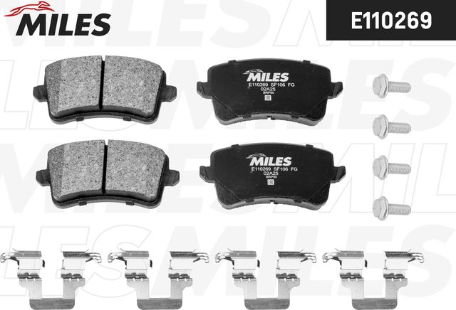 Тормозные колодки Miles (Semi-Metallic) задние для Audi S5 I (8T) 2011-2017. Артикул E110269