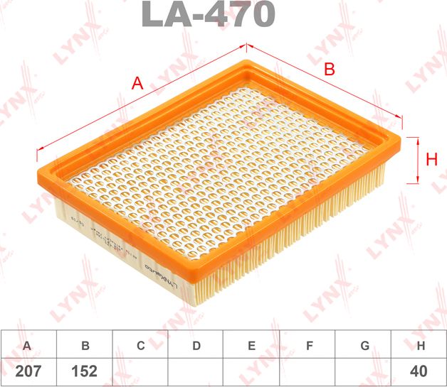 Воздушный фильтр LYNXauto для Kia Pride I 1990-2001. Артикул LA-470